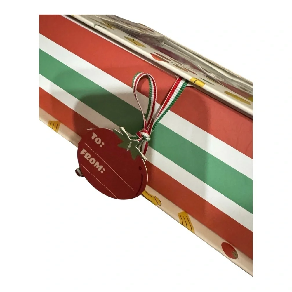 Pasta Sock Set Gift Box | 4 Crew Socks + Ravioli Spoon Rest + Utensil Holder NEW